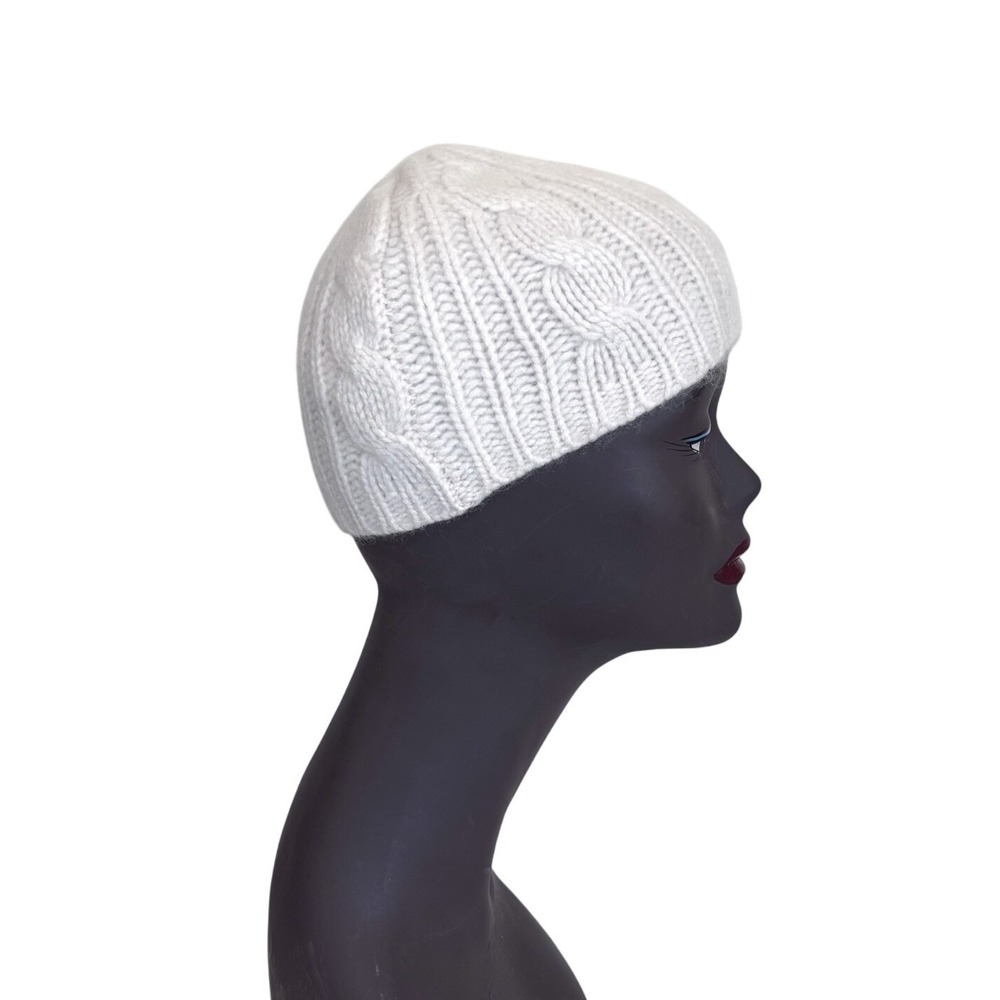 Banana Republic 100% Cashmere Chunky Cable Knit Beanie Hat One Size Cream Winter